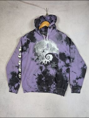 Disney The Nightmare Before Christmas Hoodie Men's Size S Purple Tie Dye